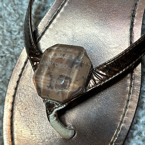 Jimmy Choo Size 38.5 Made in Italy Brown Flip Flop Sandals AS IS - Picture 3 of 11